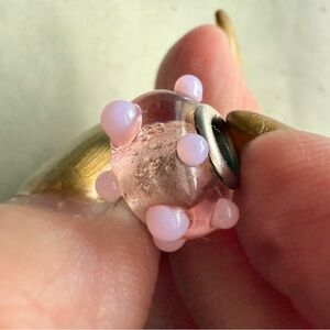 Pink Raised-Dot European Glass Charm Bead – Sterling Silver Core (925)